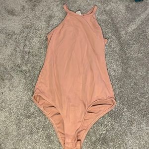 Pastel pink halter top body suit